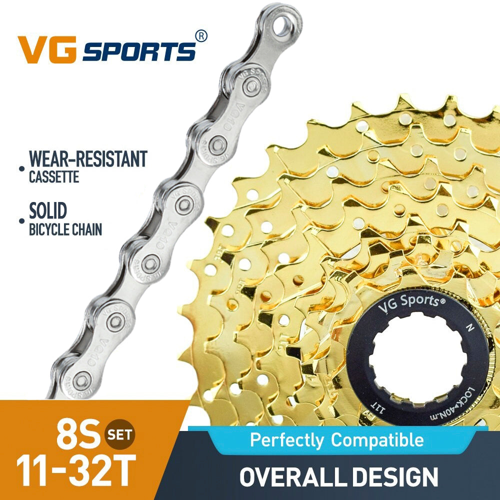 Cassette et chaîne de vélo à 8 vitesses