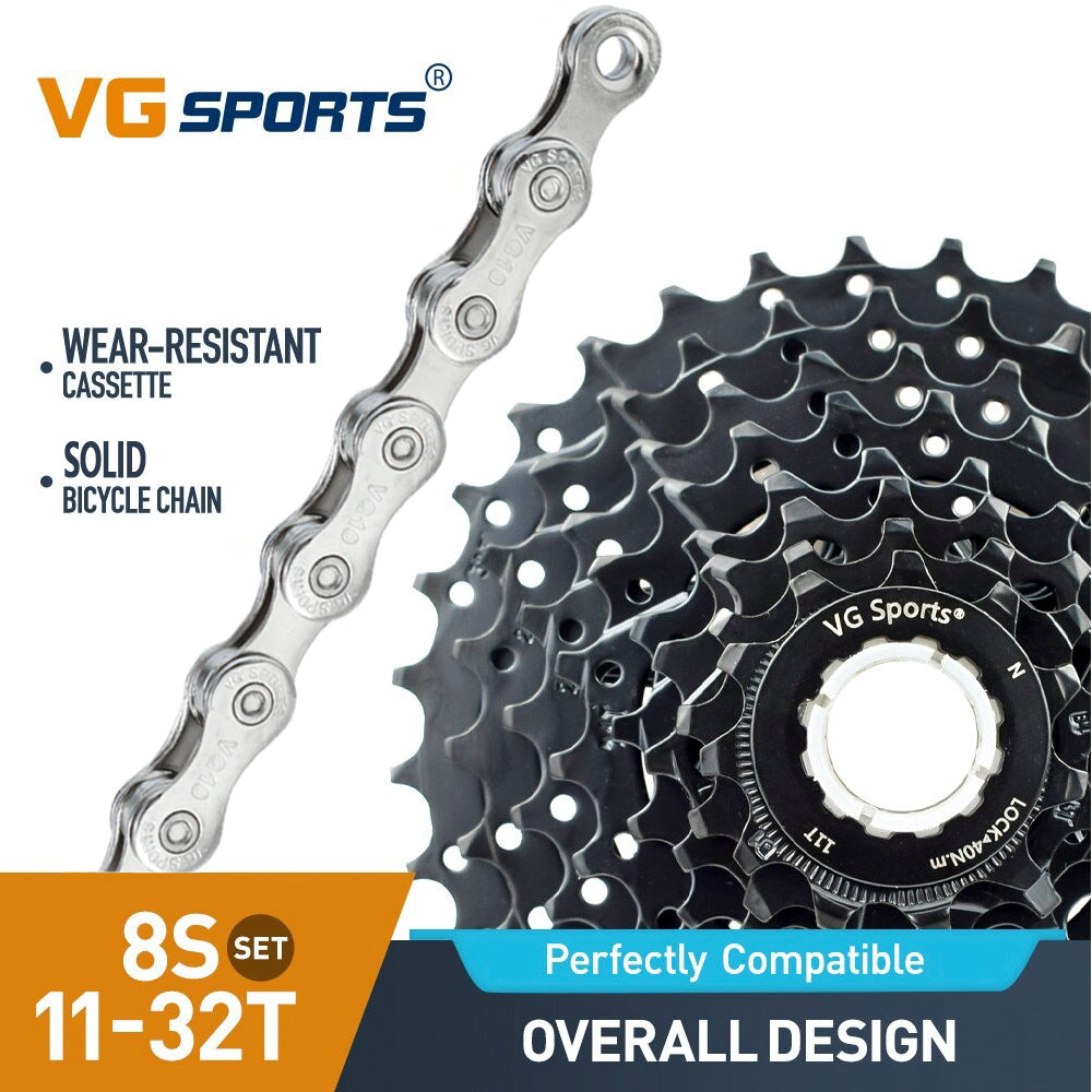 Cassette et chaîne de vélo à 8 vitesses