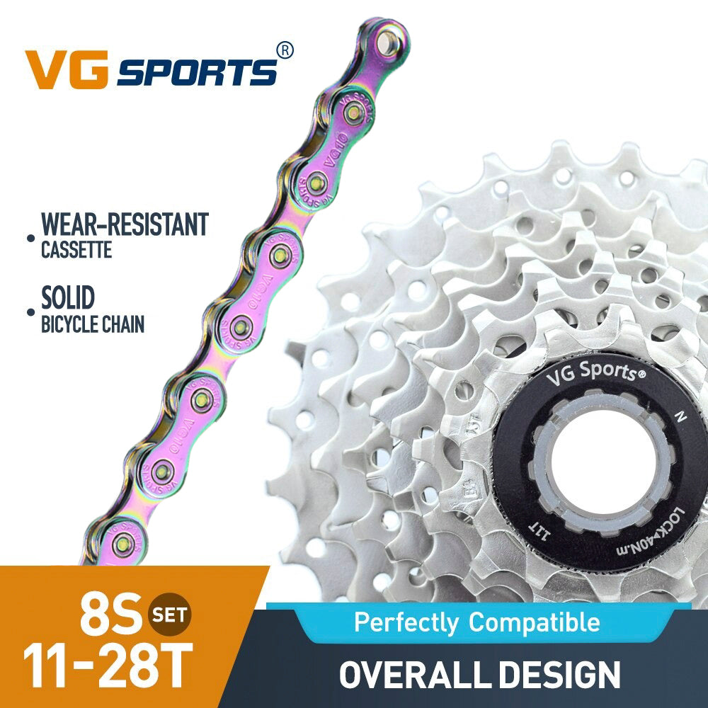 Cassette et chaîne de vélo à 8 vitesses