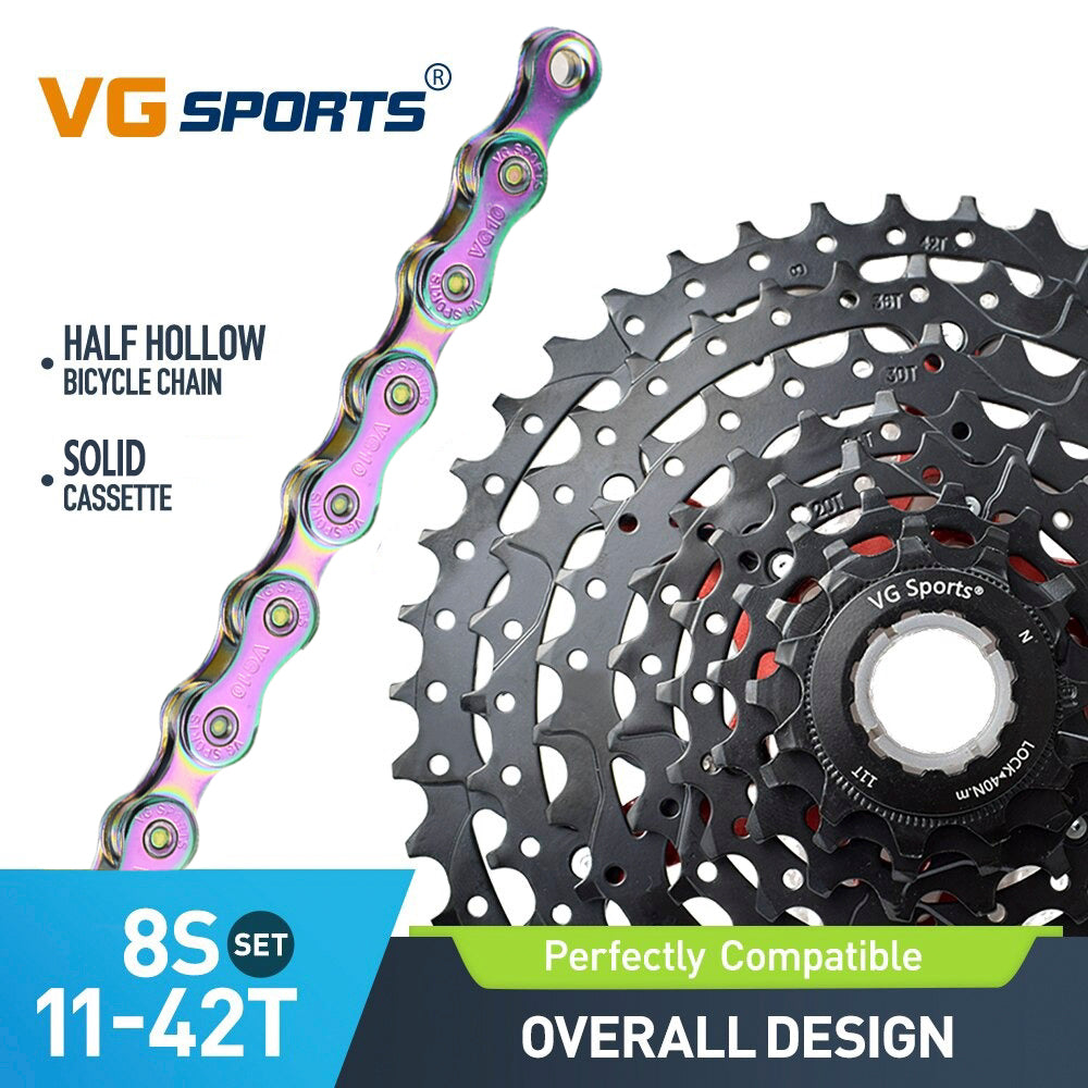 Cassette et chaîne de vélo à 8 vitesses