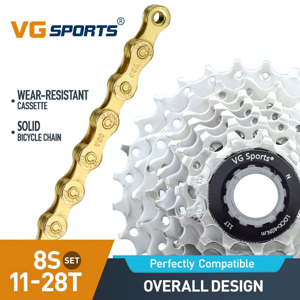 Cassette et chaîne de vélo à 8 vitesses