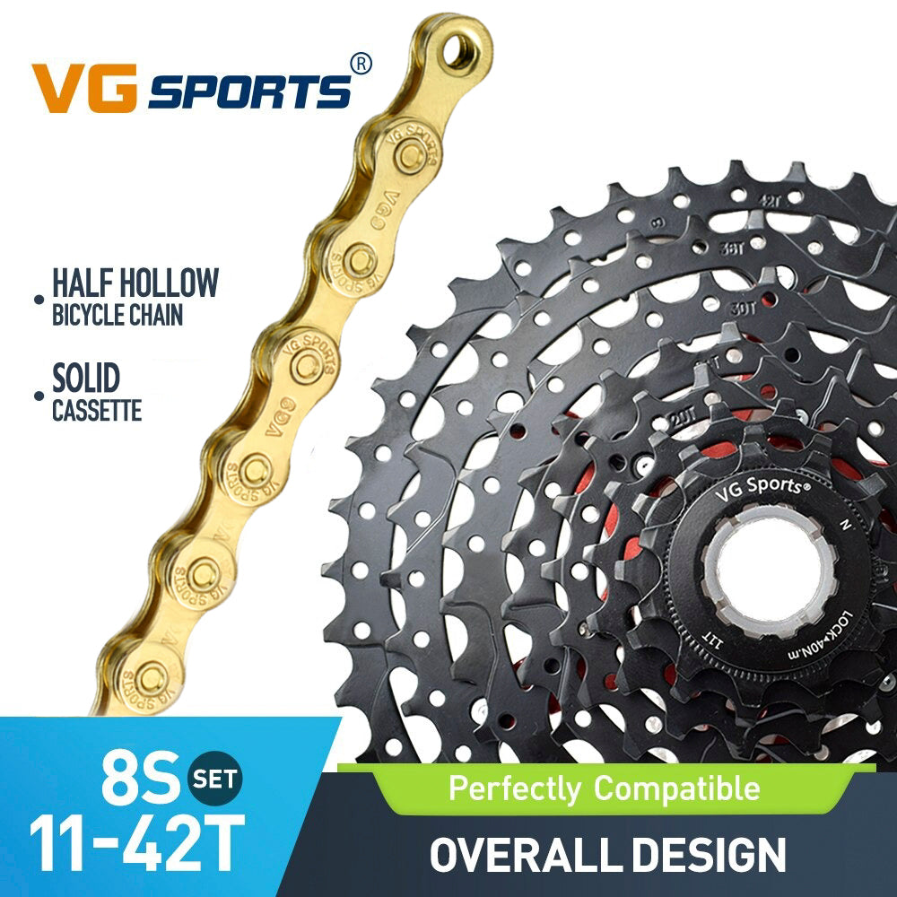 Cassette et chaîne de vélo à 8 vitesses