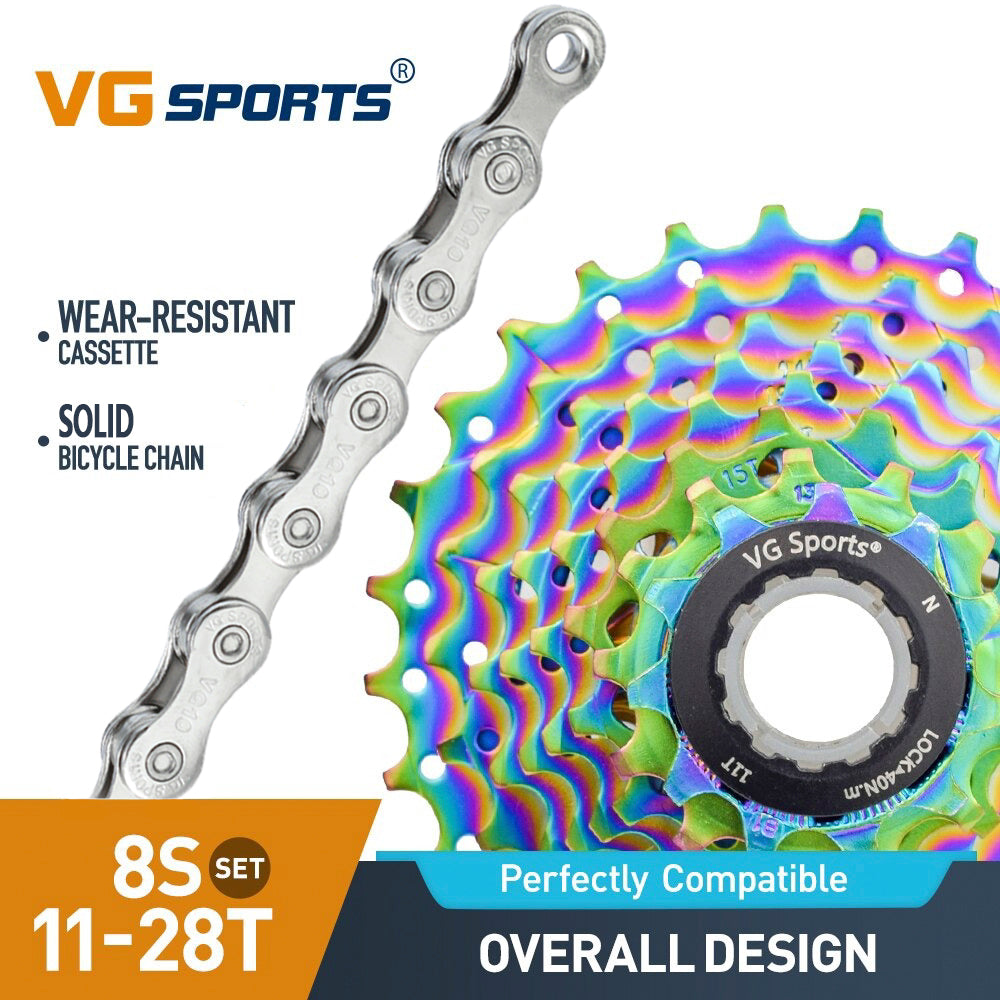 Cassette et chaîne de vélo à 8 vitesses