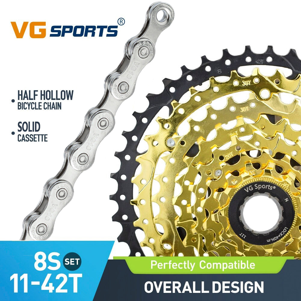 Cassette et chaîne de vélo à 8 vitesses