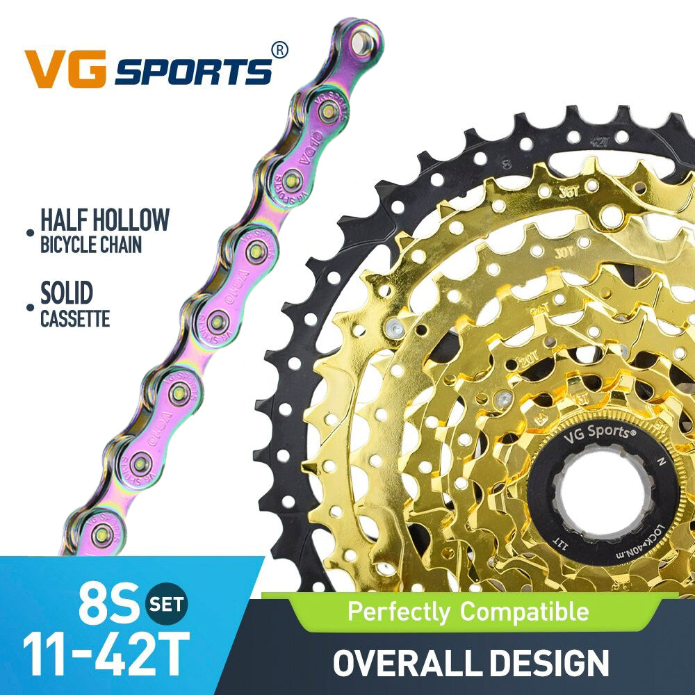 Cassette et chaîne de vélo à 8 vitesses