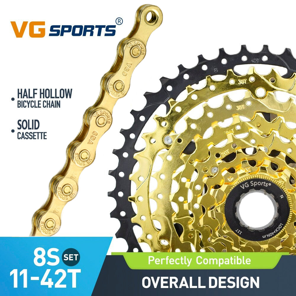 Cassette et chaîne de vélo à 8 vitesses