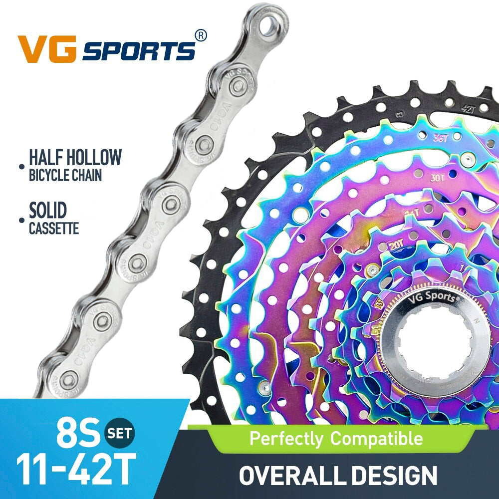 Cassette et chaîne de vélo à 8 vitesses