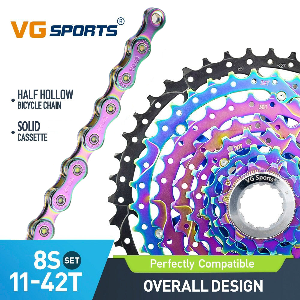 Cassette et chaîne de vélo à 8 vitesses
