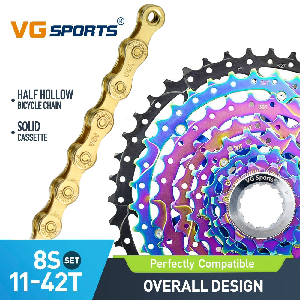 Cassette et chaîne de vélo à 8 vitesses