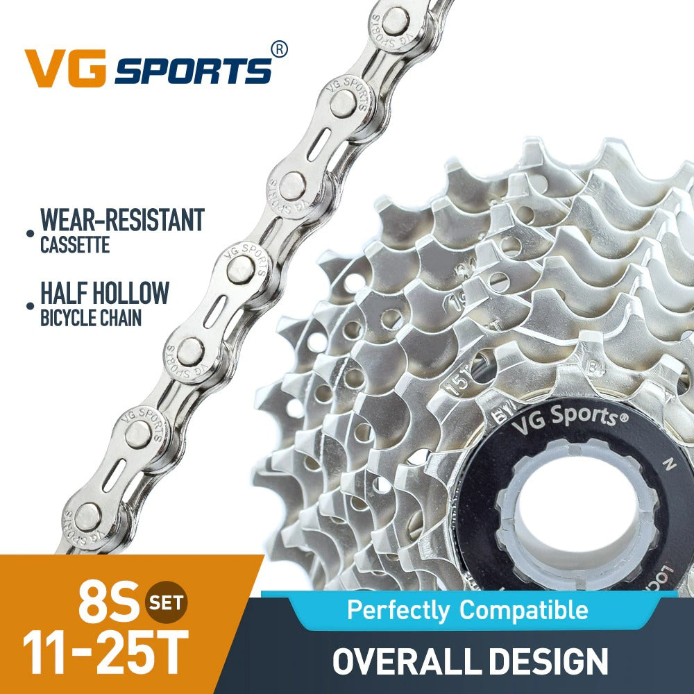 Cassette et chaîne de vélo à 8 vitesses