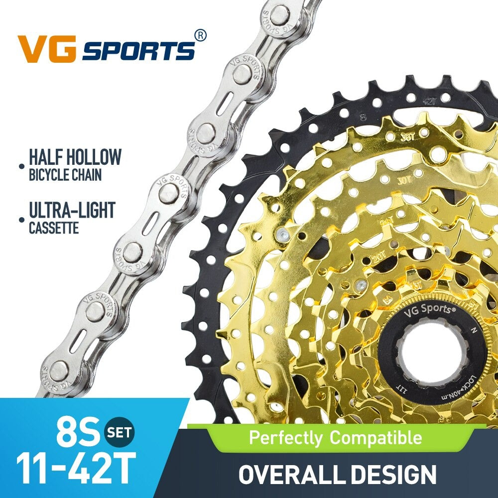 Cassette et chaîne de vélo à 8 vitesses