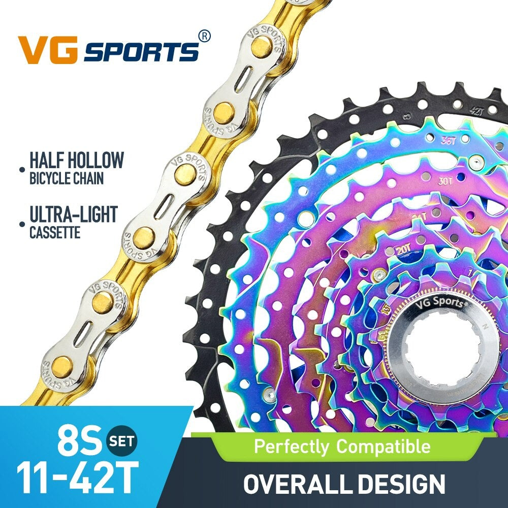 Cassette et chaîne de vélo à 8 vitesses