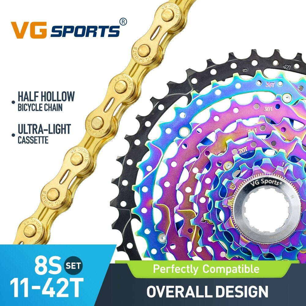 Cassette et chaîne de vélo à 8 vitesses