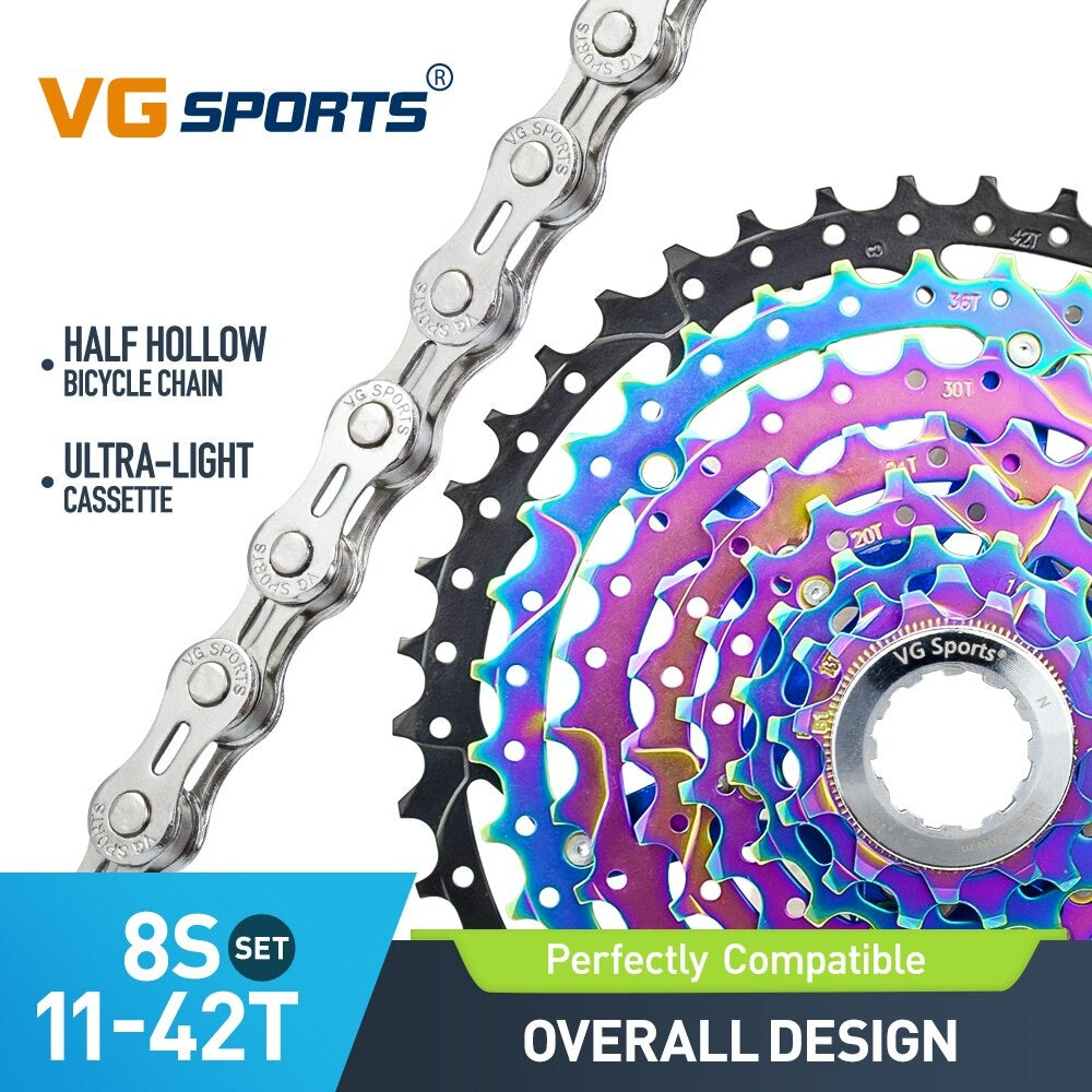 Cassette et chaîne de vélo à 8 vitesses