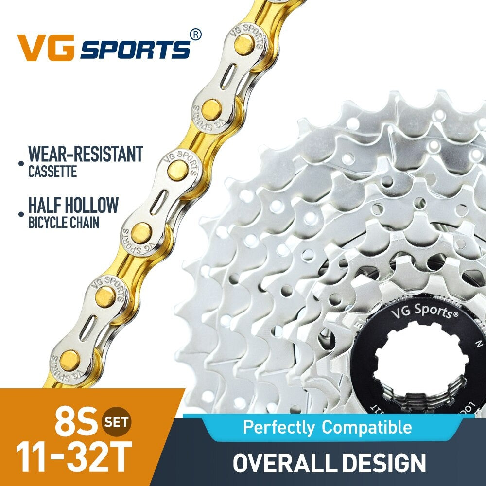 Cassette et chaîne de vélo à 8 vitesses