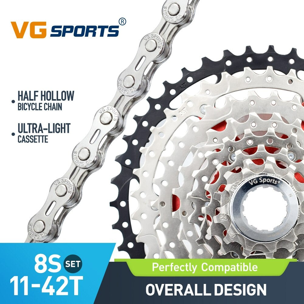 Cassette et chaîne de vélo à 8 vitesses