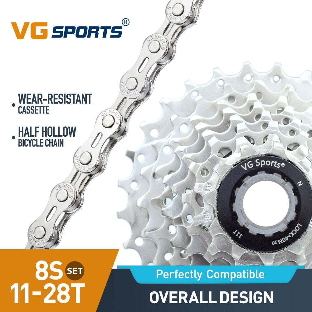 Cassette et chaîne de vélo à 8 vitesses