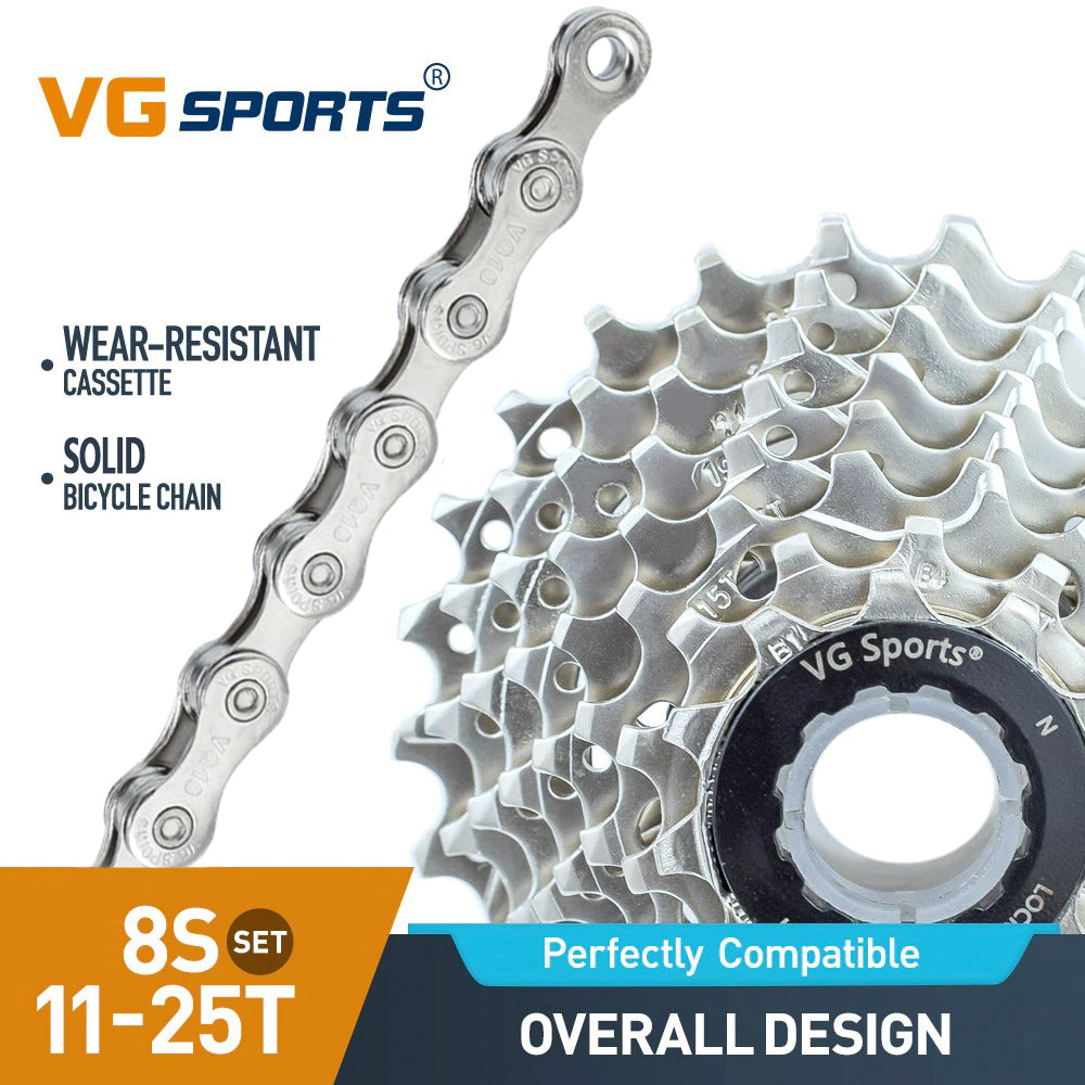 Cassette et chaîne de vélo à 8 vitesses