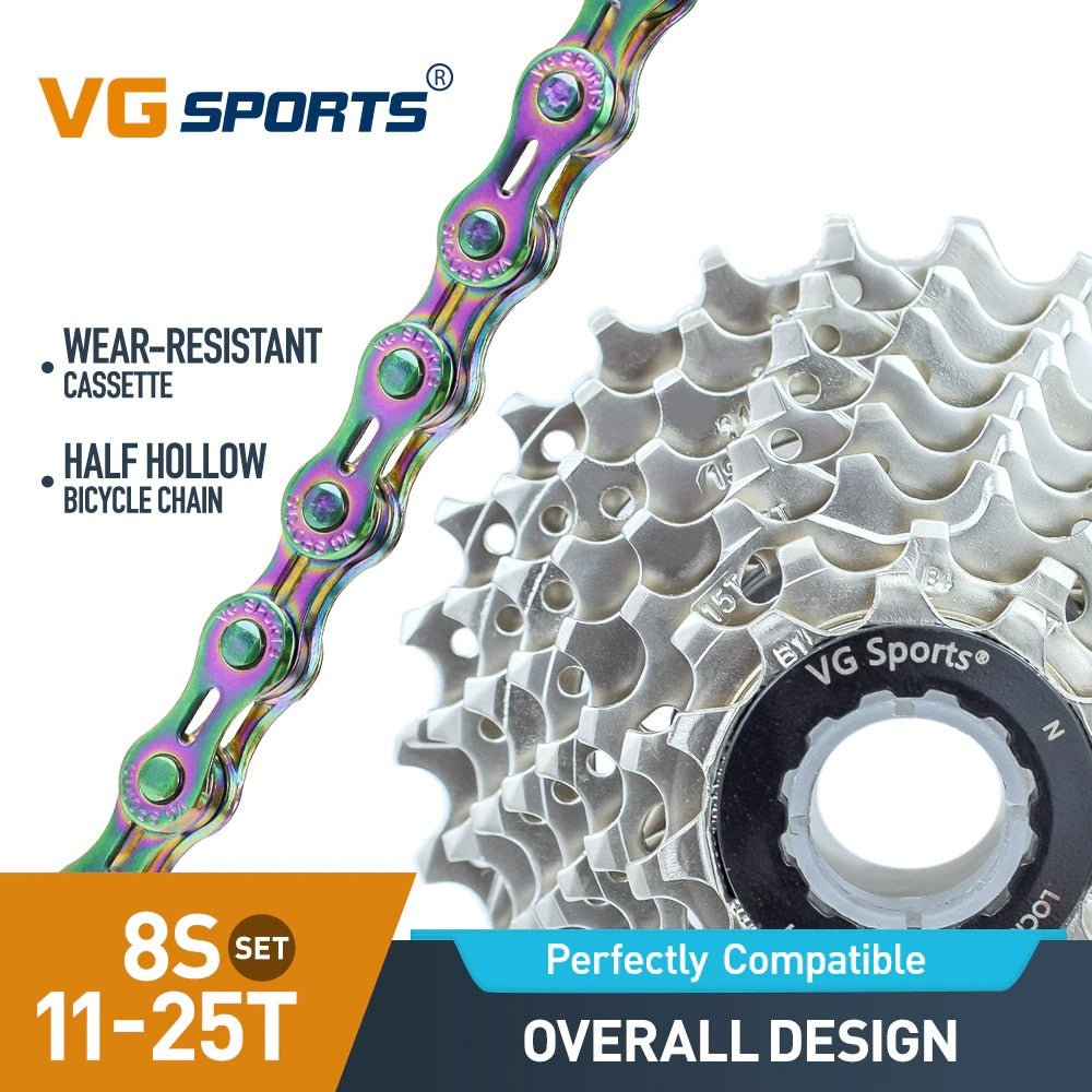 Cassette et chaîne de vélo à 8 vitesses