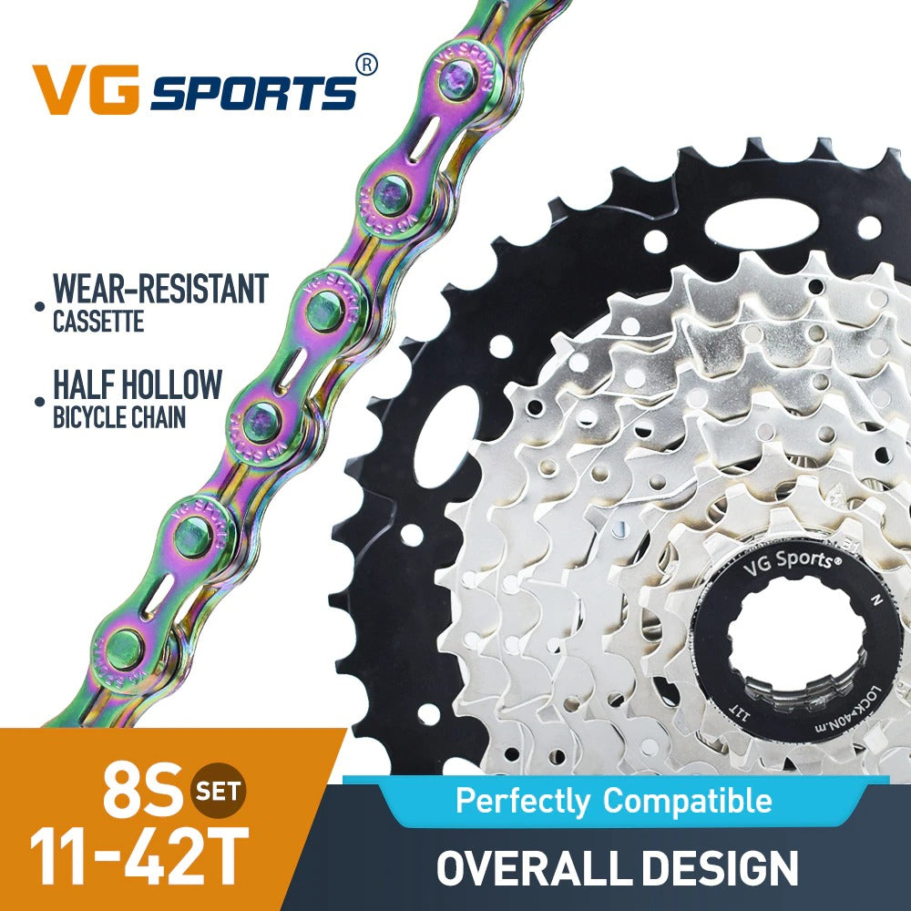 Cassette et chaîne de vélo à 8 vitesses