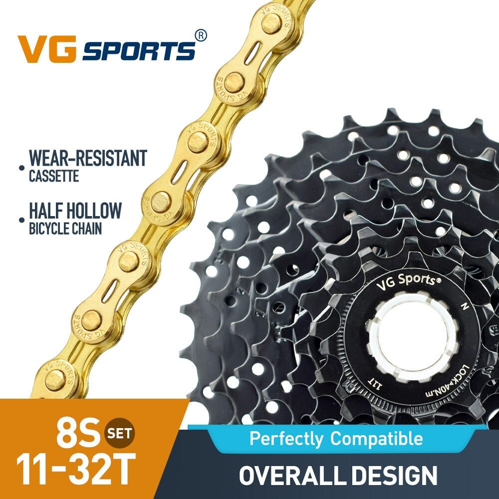 Cassette et chaîne de vélo à 8 vitesses