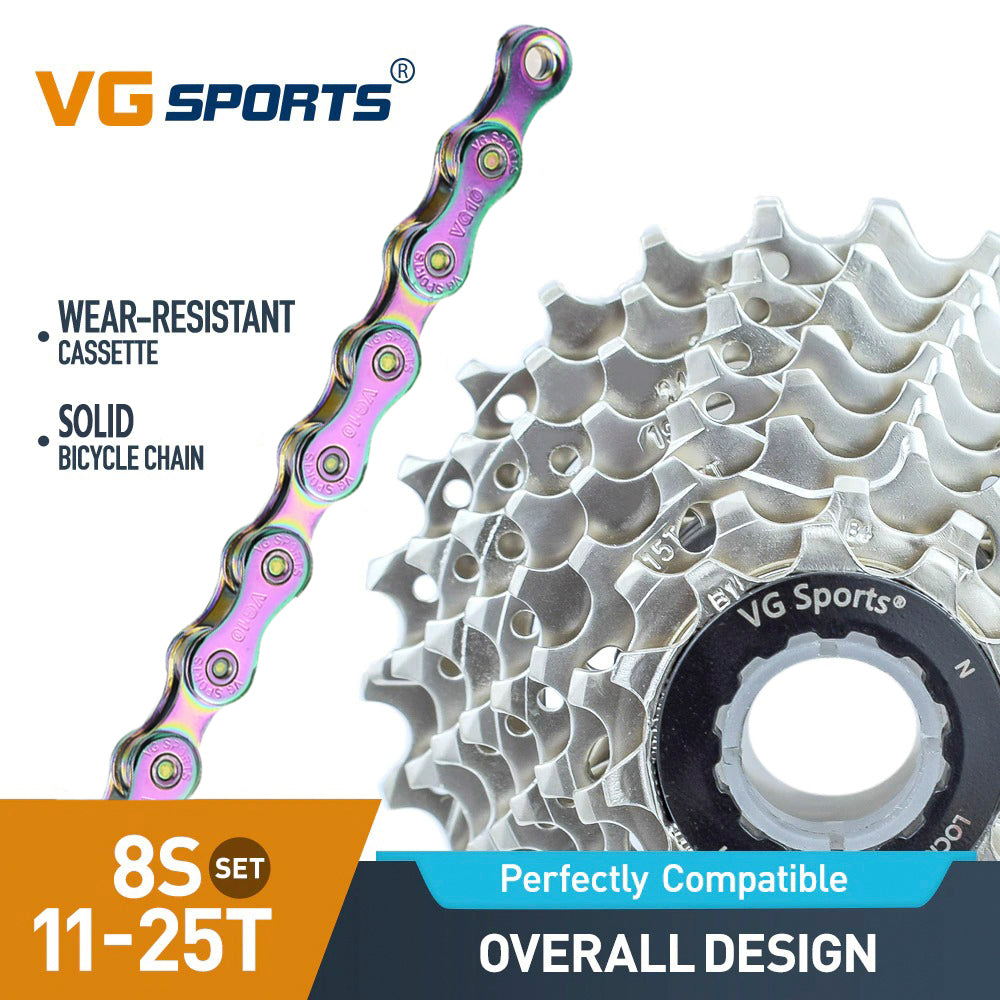 Cassette et chaîne de vélo à 8 vitesses