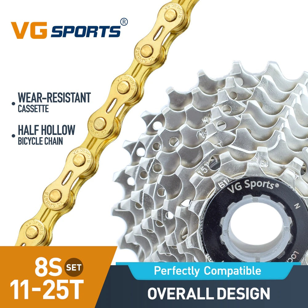 Cassette et chaîne de vélo à 8 vitesses