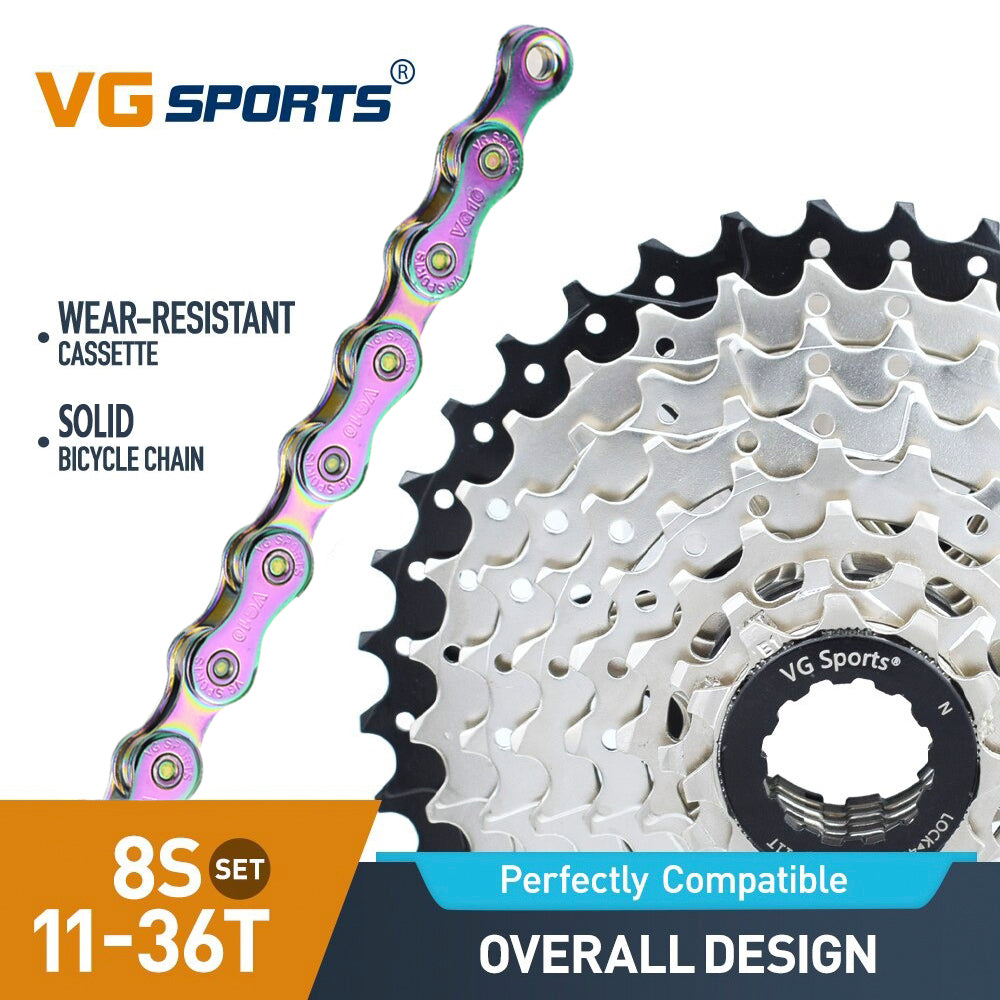 Cassette et chaîne de vélo à 8 vitesses