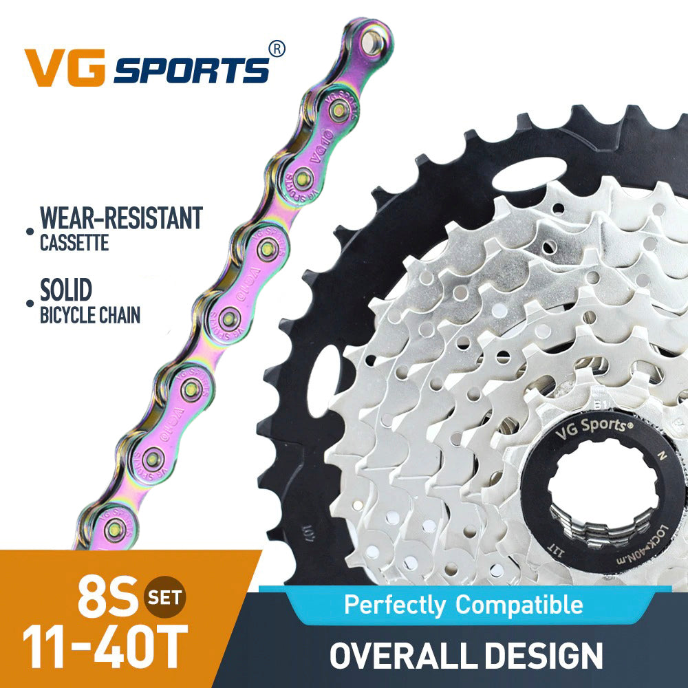 Cassette et chaîne de vélo à 8 vitesses