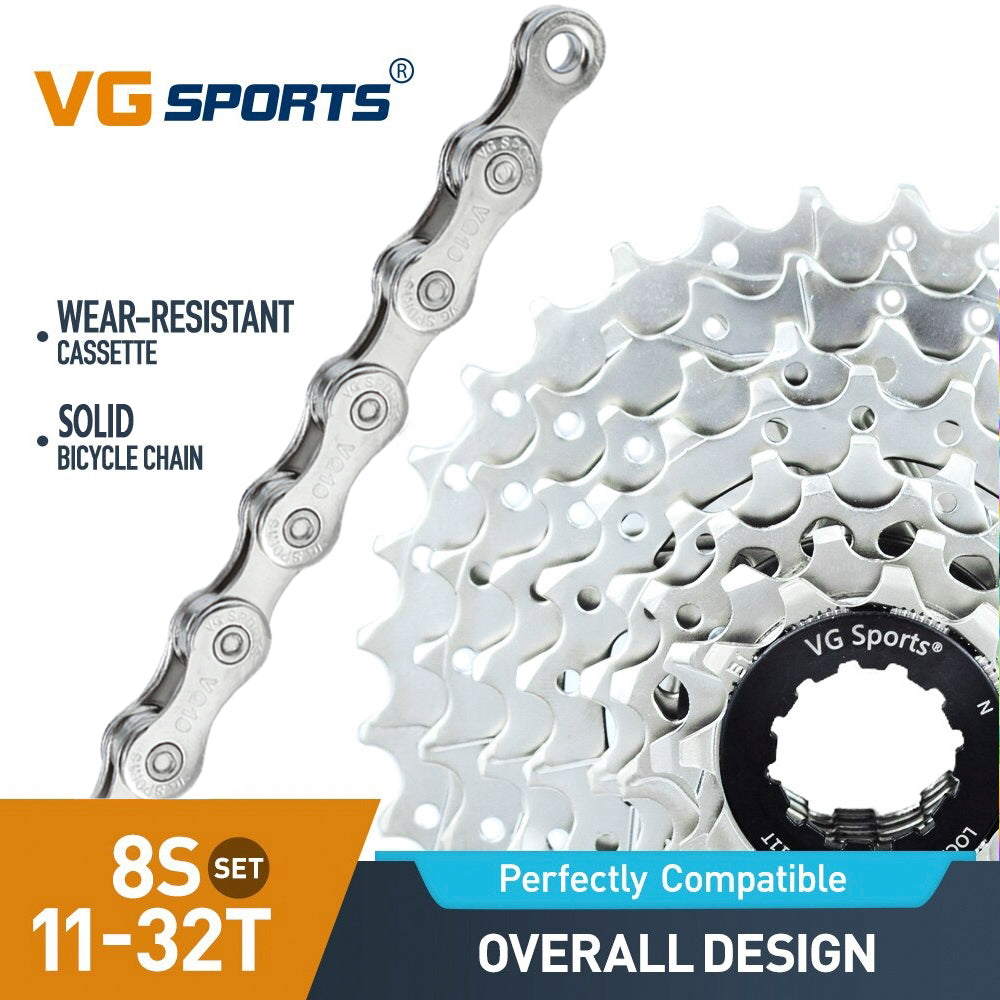 Cassette et chaîne de vélo à 8 vitesses