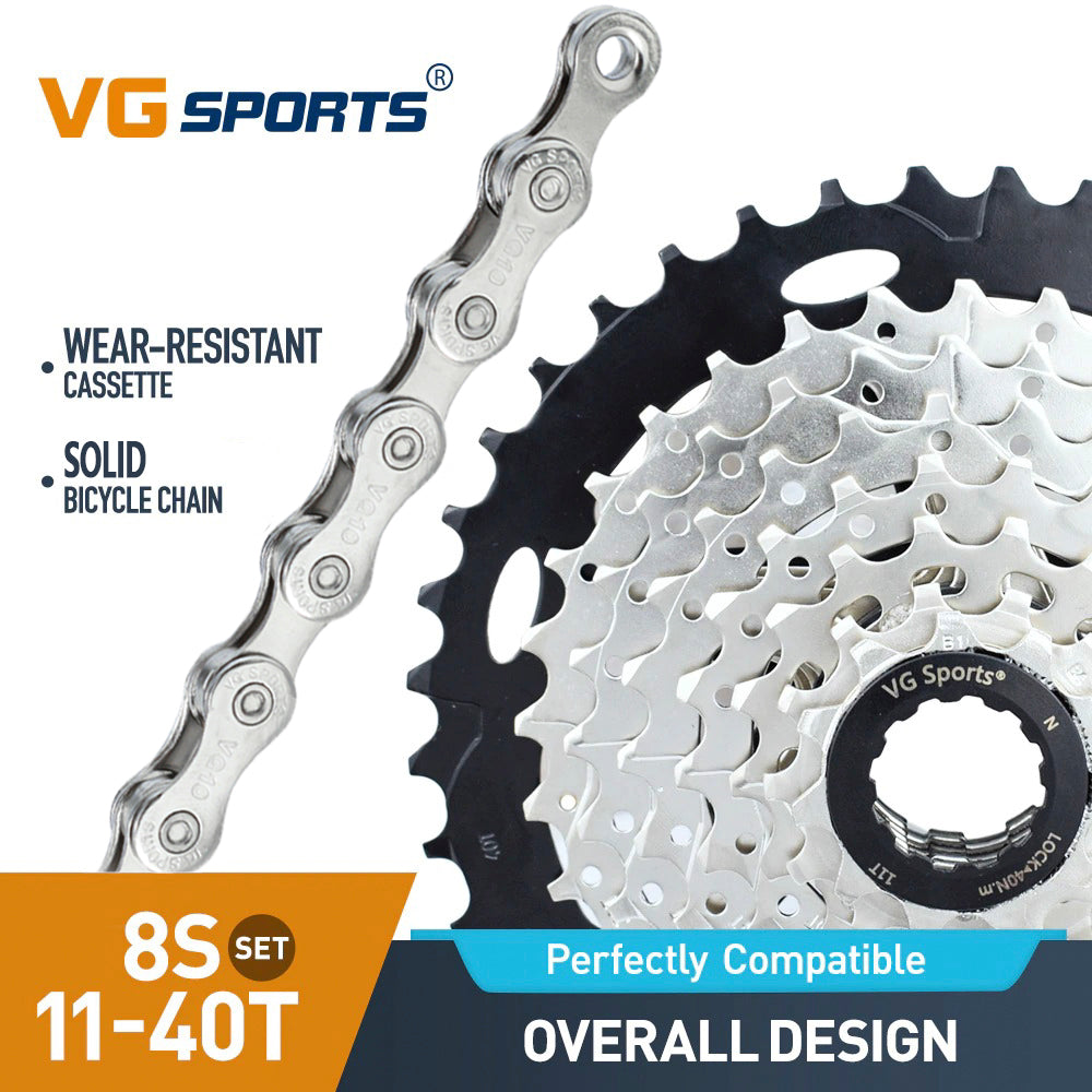 Cassette et chaîne de vélo à 8 vitesses
