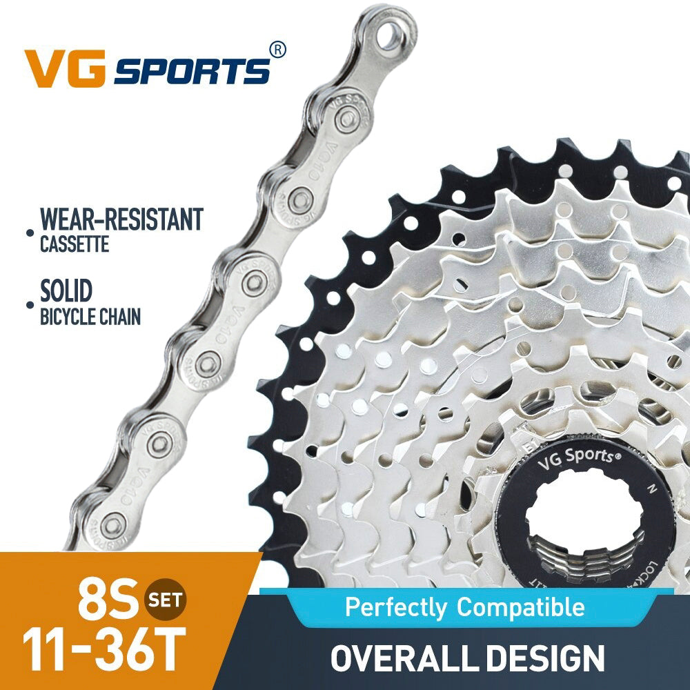 Cassette et chaîne de vélo à 8 vitesses