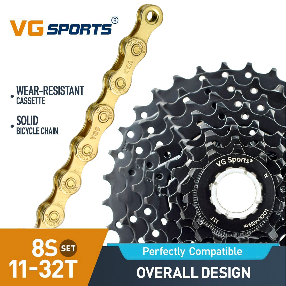 Cassette et chaîne de vélo à 8 vitesses