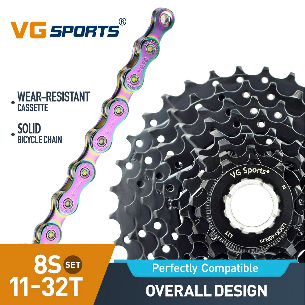 Cassette et chaîne de vélo à 8 vitesses