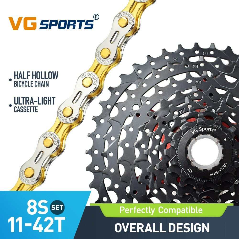 Cassette et chaîne de vélo à 8 vitesses