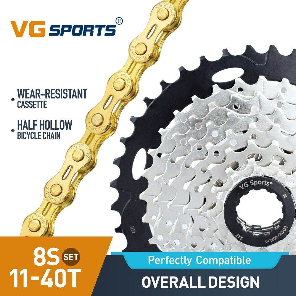 Cassette et chaîne de vélo à 8 vitesses