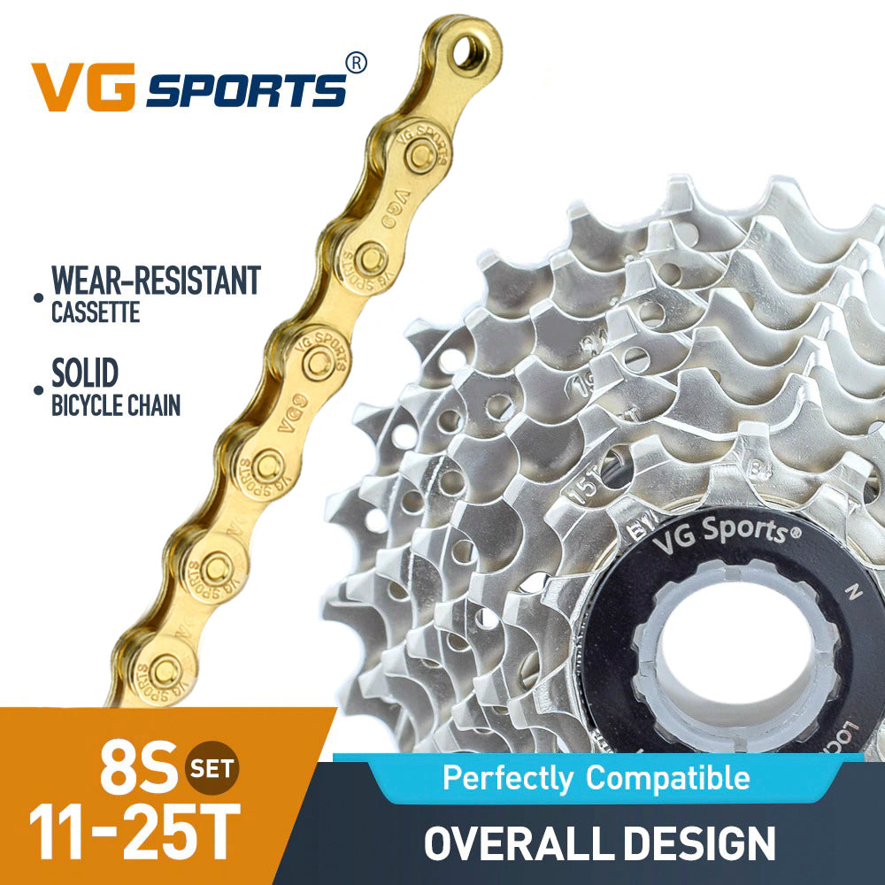 Cassette et chaîne de vélo à 8 vitesses