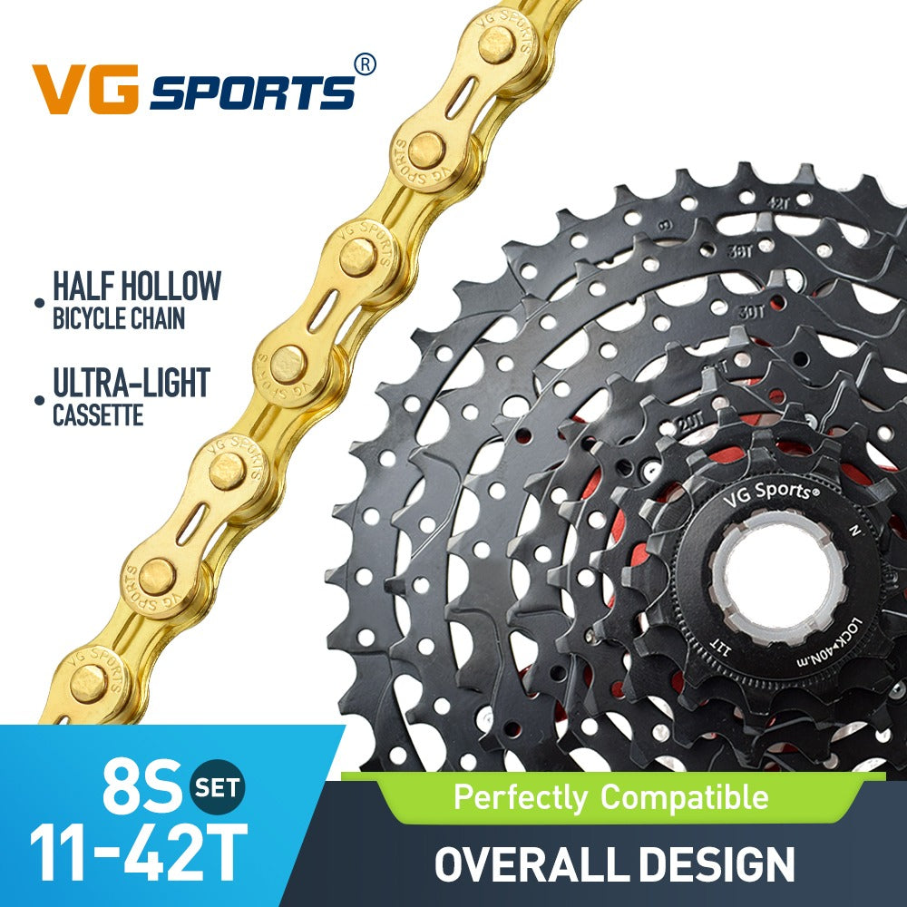 Cassette et chaîne de vélo à 8 vitesses