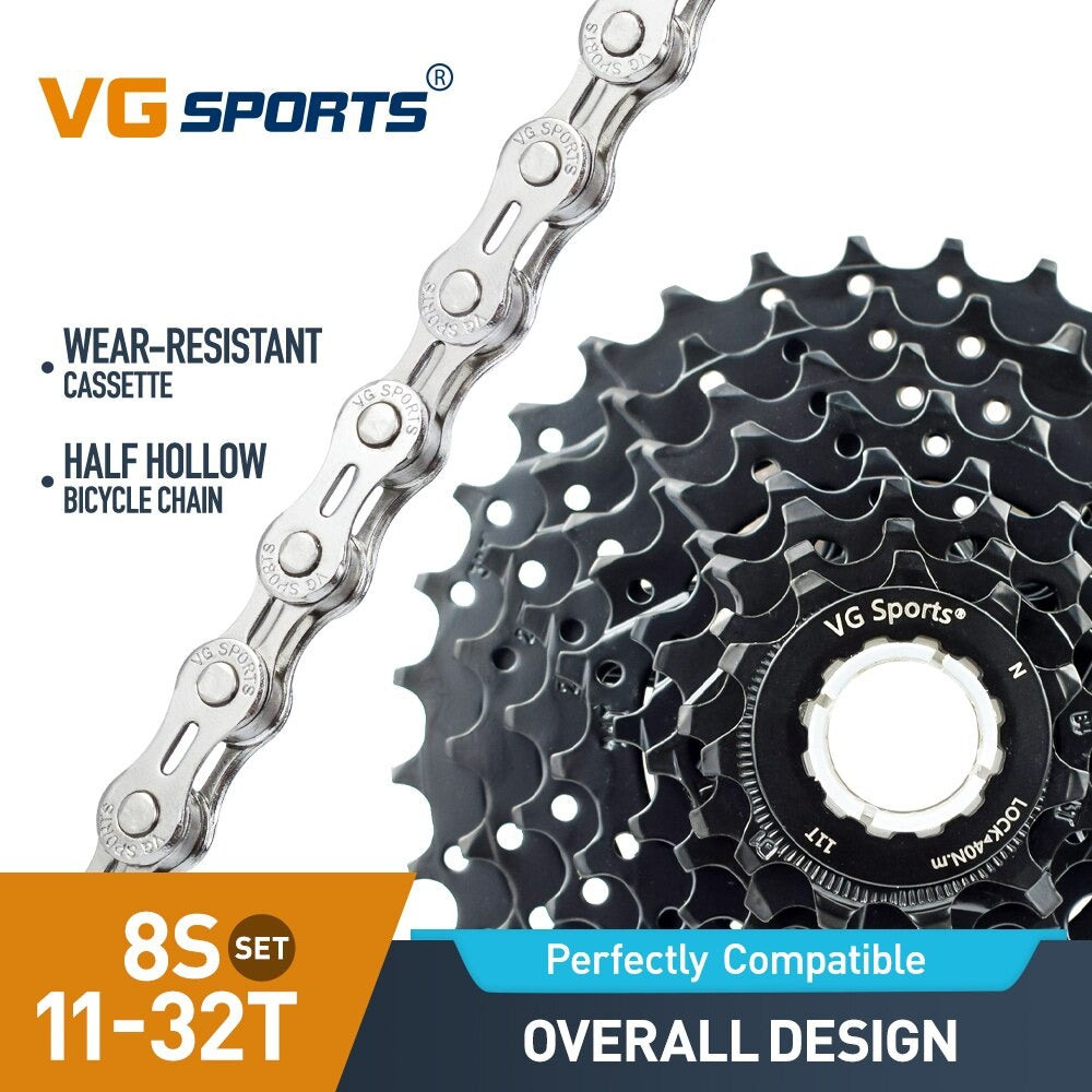 Cassette et chaîne de vélo à 8 vitesses