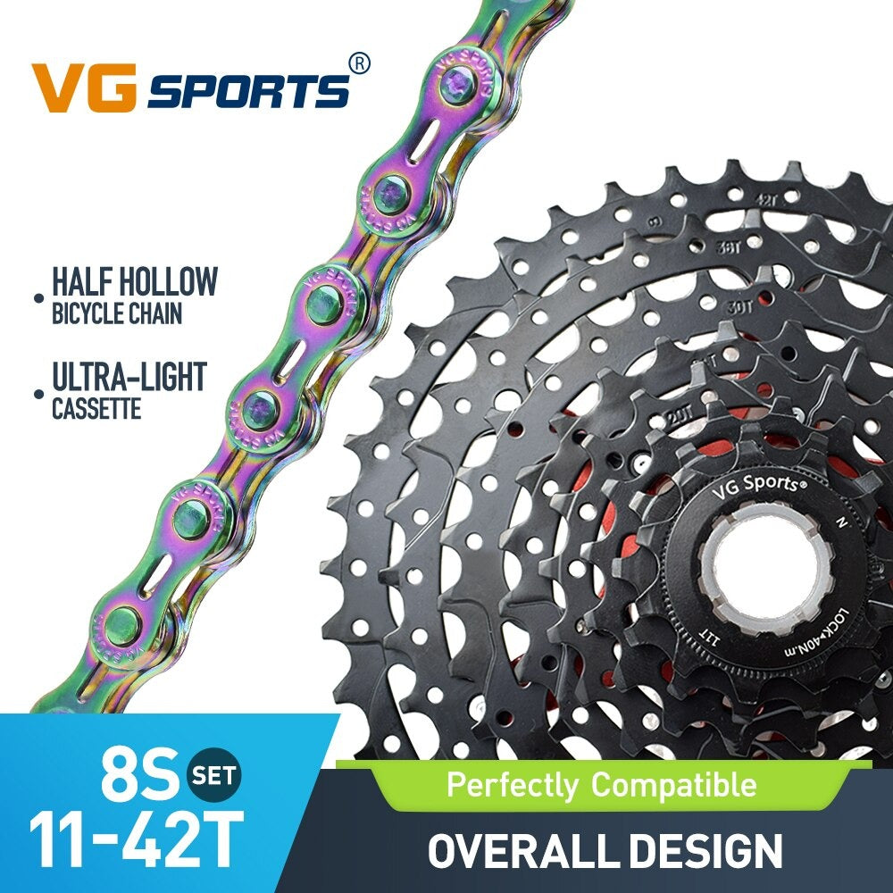 Cassette et chaîne de vélo à 8 vitesses