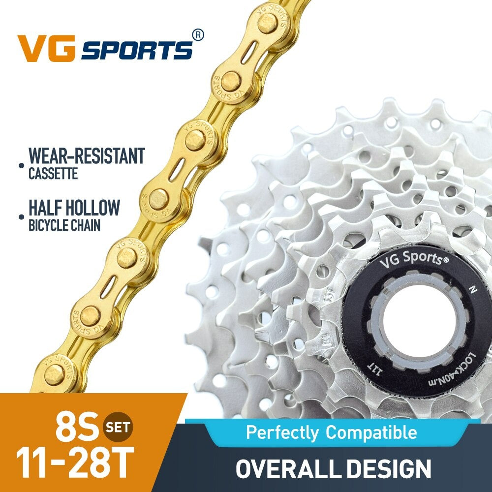 Cassette et chaîne de vélo à 8 vitesses