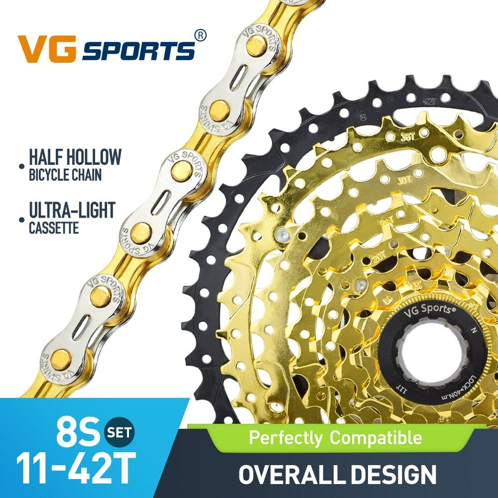 Cassette et chaîne de vélo à 8 vitesses