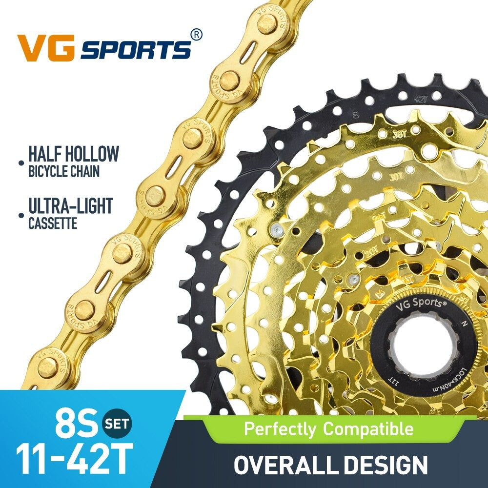 Cassette et chaîne de vélo à 8 vitesses