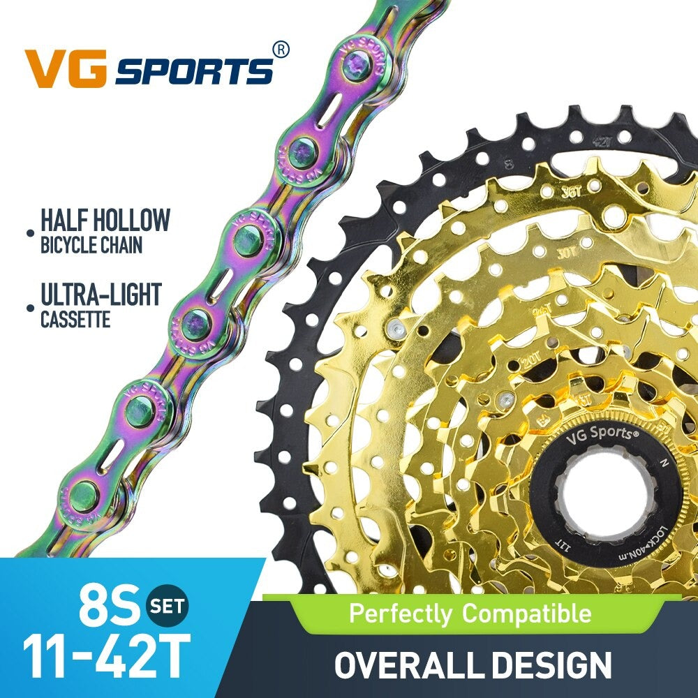 Cassette et chaîne de vélo à 8 vitesses