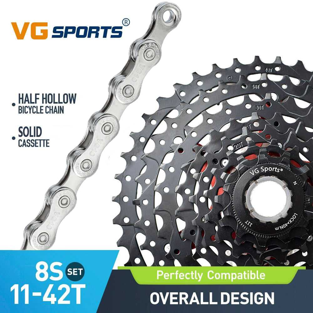 Cassette et chaîne de vélo à 8 vitesses