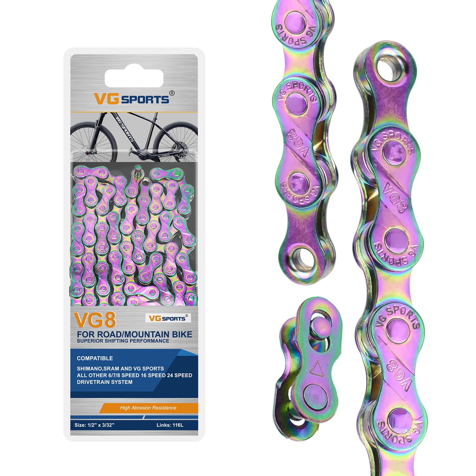 Chaîne de vélo VG Sports Rainbow 8/9/10/11/12 vitesses