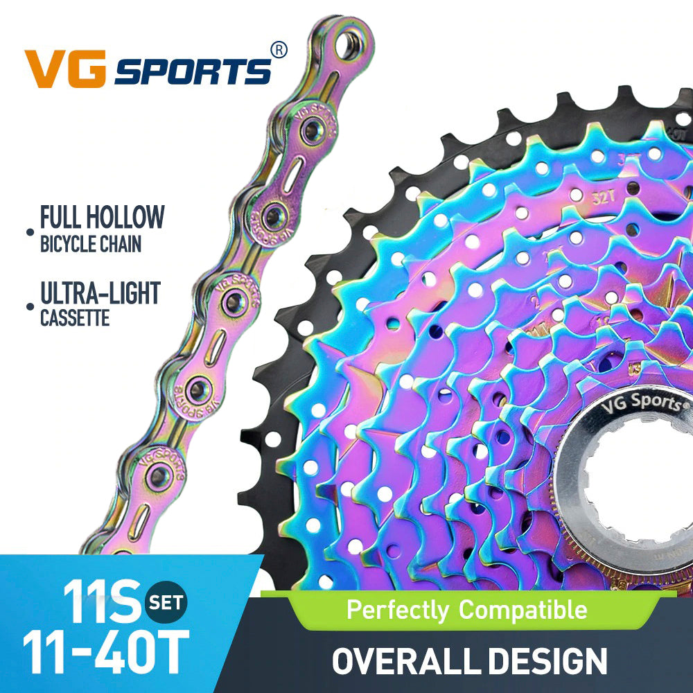 11 Speed Bicycle Ultralight Aluminum Cassette And Full Hollow Chain MTB Set