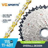 11 Speed Bicycle Ultralight Aluminum Cassette And Half Hollow Chain MTB Set