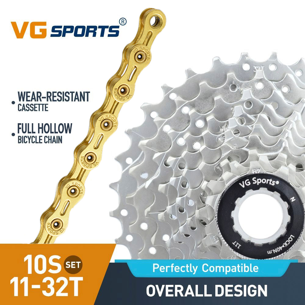 10 Speed Bicycle Steel Cassette And Chain Road Bike Set