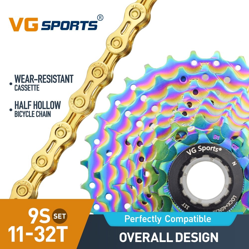 9 Speed Bicycle Steel Cassette And Chain Road Bike Set